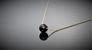 Black Spinel Floating Necklace , Fidget Necklace