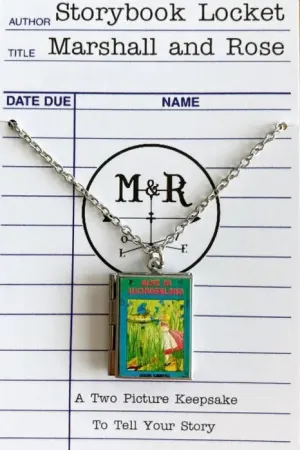 Blue Alice in Wonderland Book Locket Necklace by Marshall and Rose