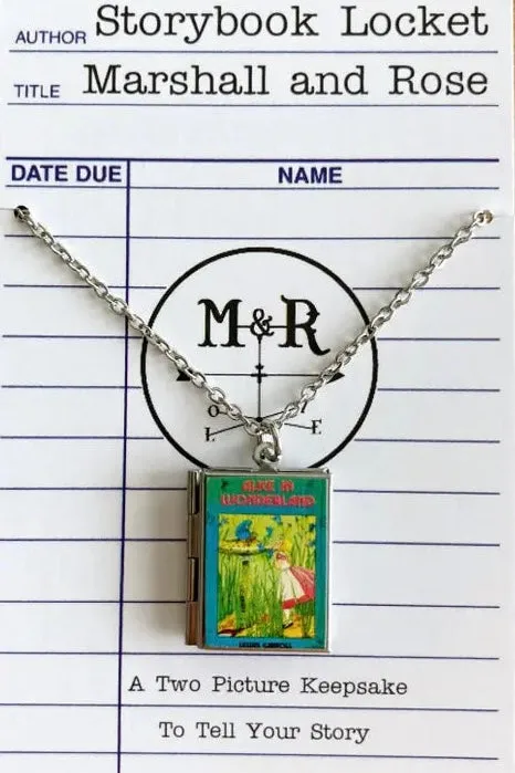Blue Alice in Wonderland Book Locket Necklace by Marshall and Rose