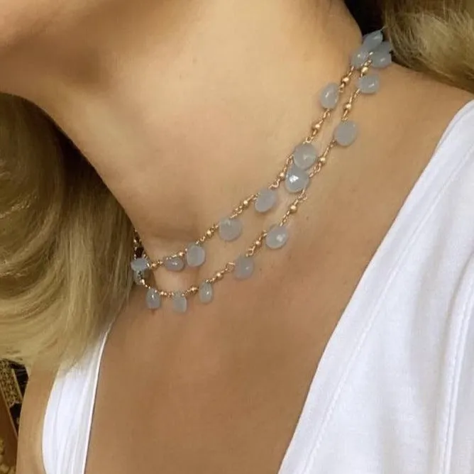 Blue Chalcedony Necklace - Positano