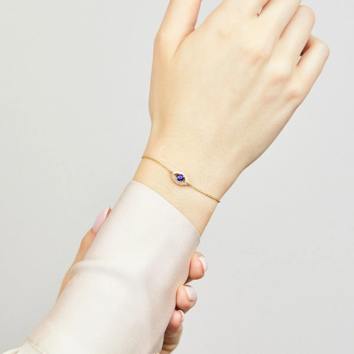 Blue Sapphire Evil Eye Bracelet, 18ct Yellow Gold