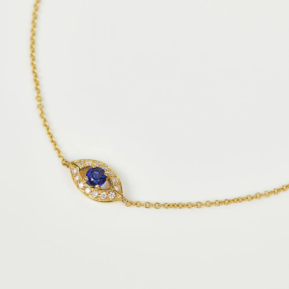 Blue Sapphire Evil Eye Bracelet, 18ct Yellow Gold
