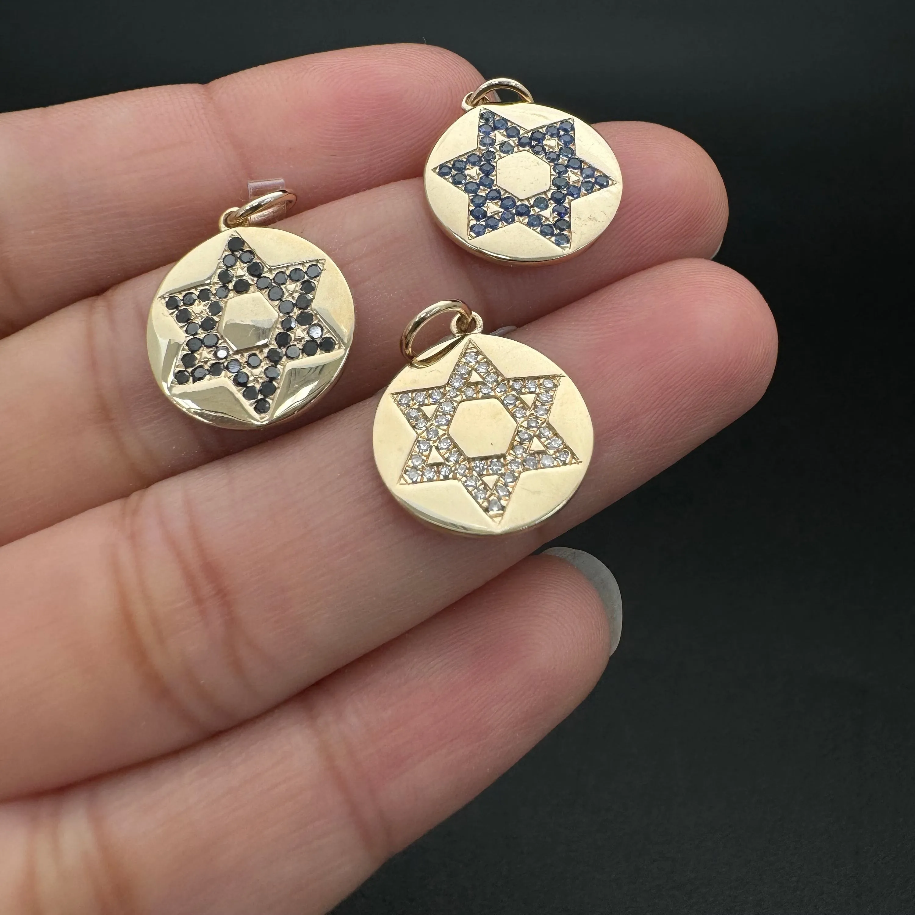 Blue Sapphire Star of David Charm 13mm