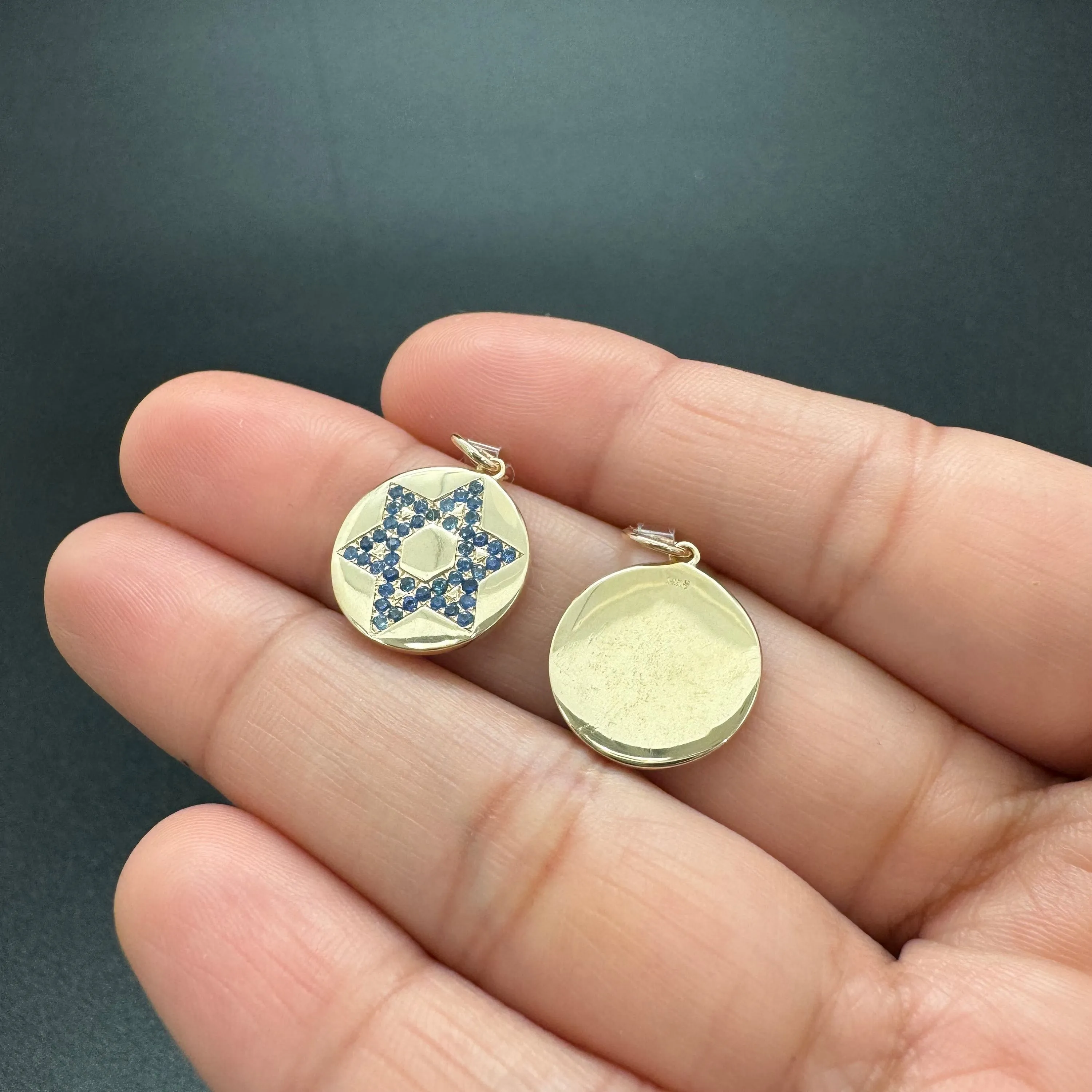Blue Sapphire Star of David Charm 13mm