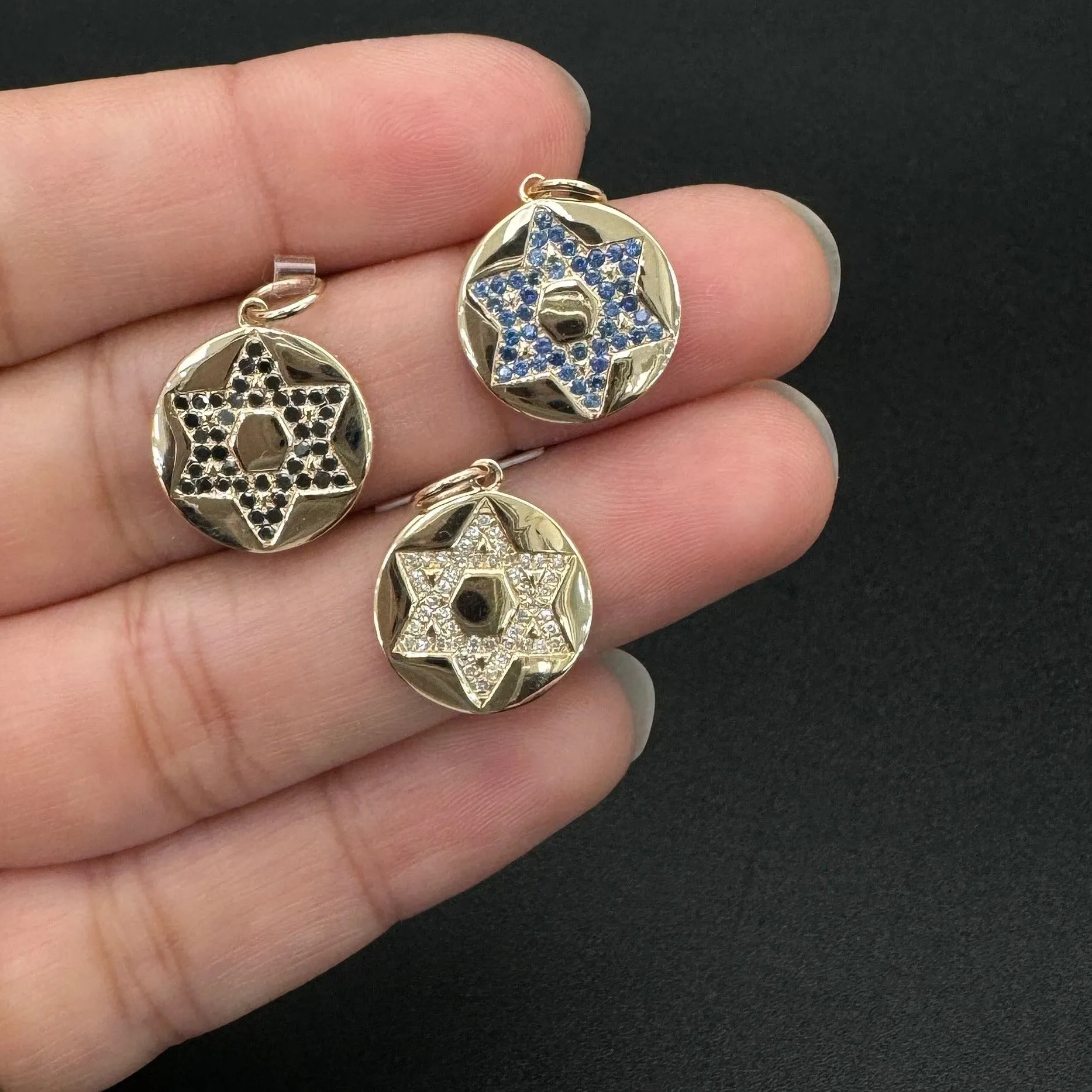 Blue Sapphire Star of David Charm 13mm
