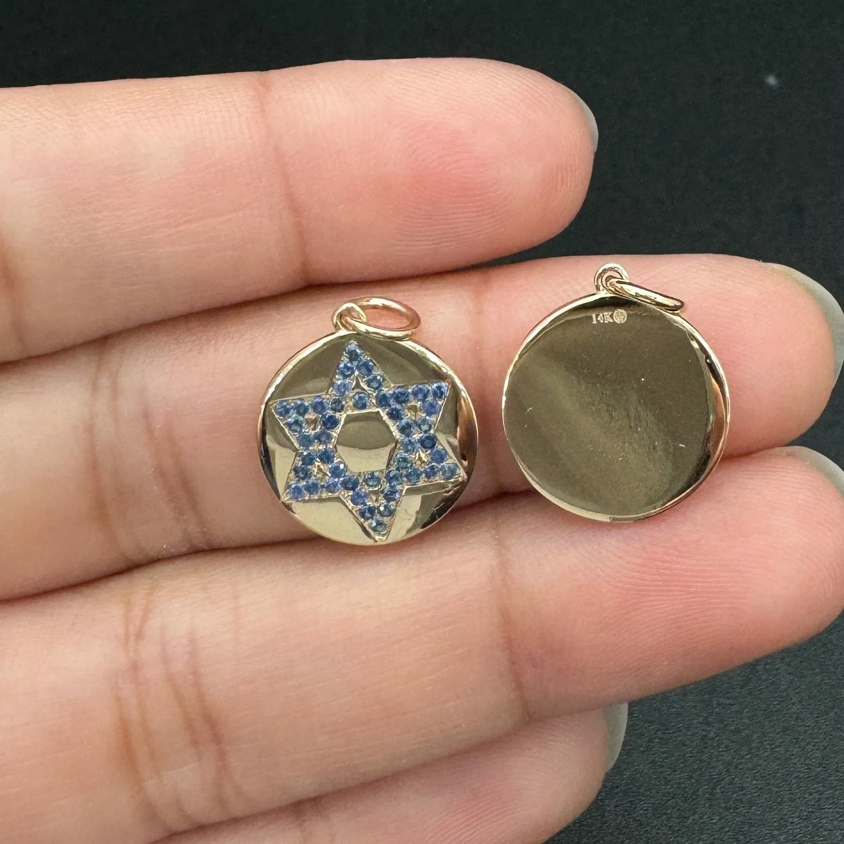 Blue Sapphire Star of David Charm 13mm