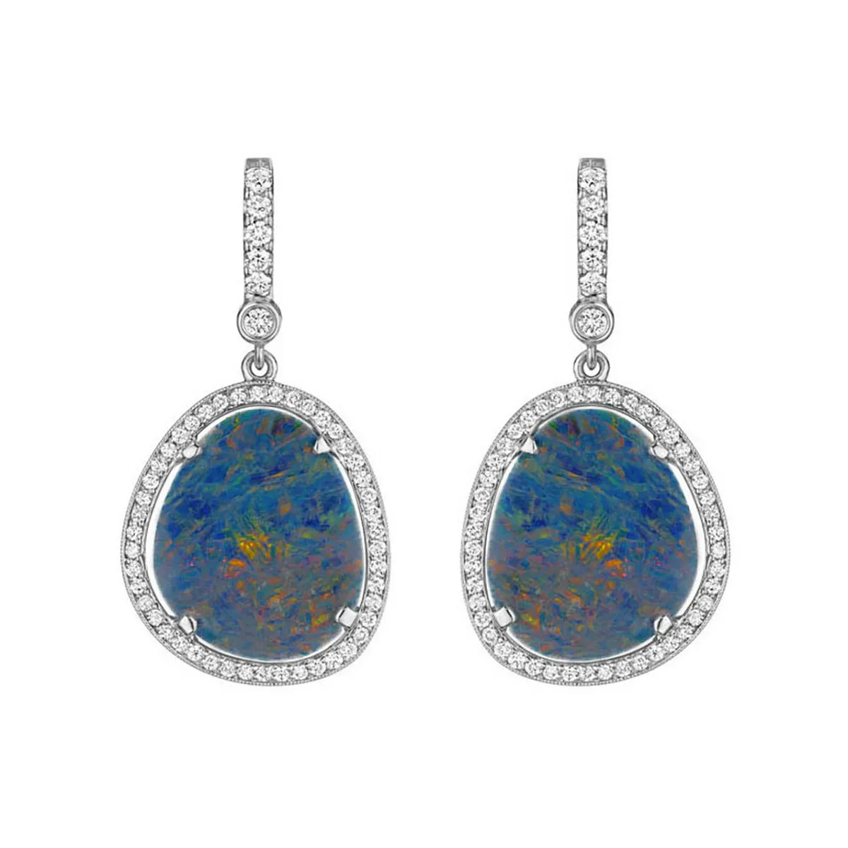 Bolder Opal and Diamond Drop Earrings
