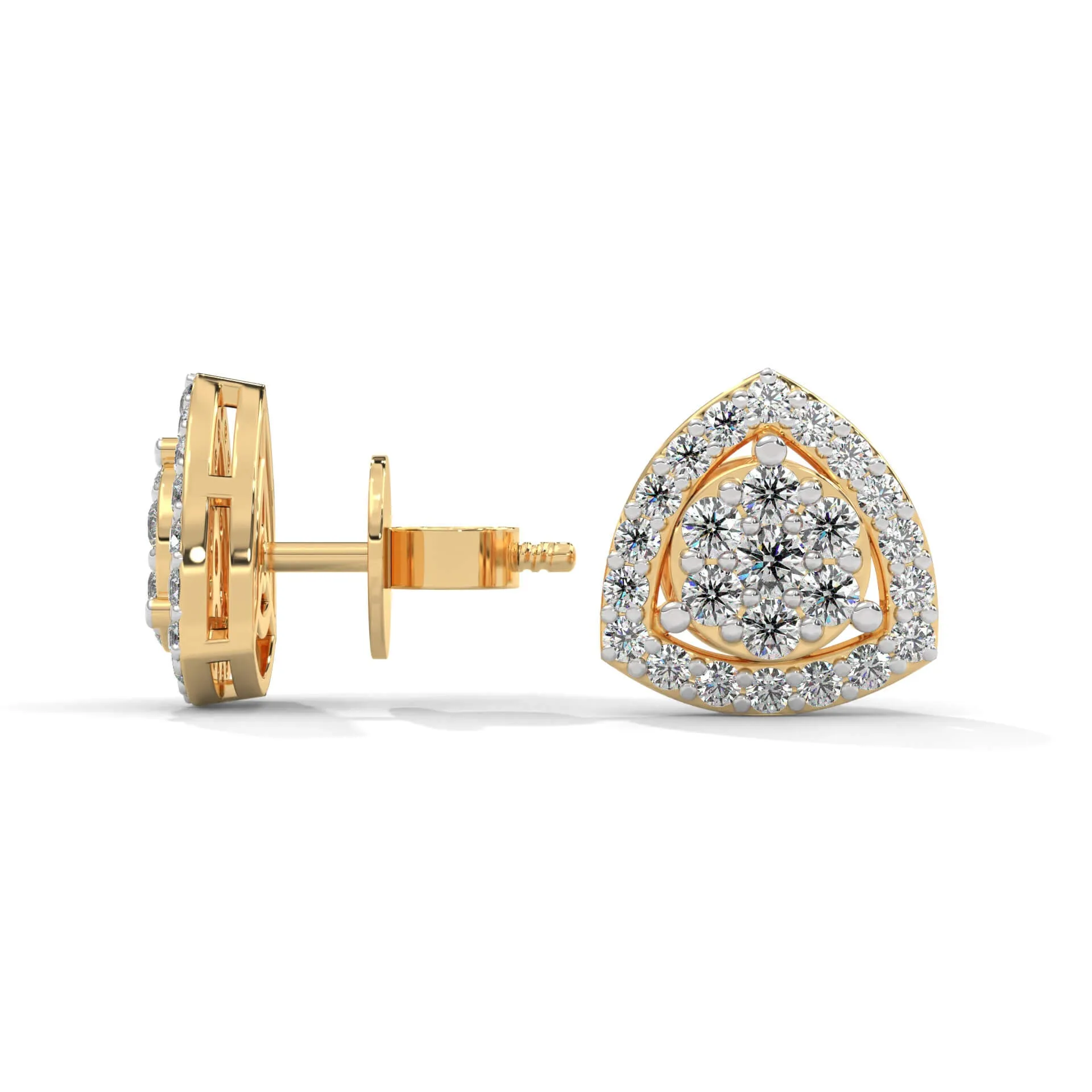 Brylee Triangle Silver Studs | 22KT Gold Vermeil