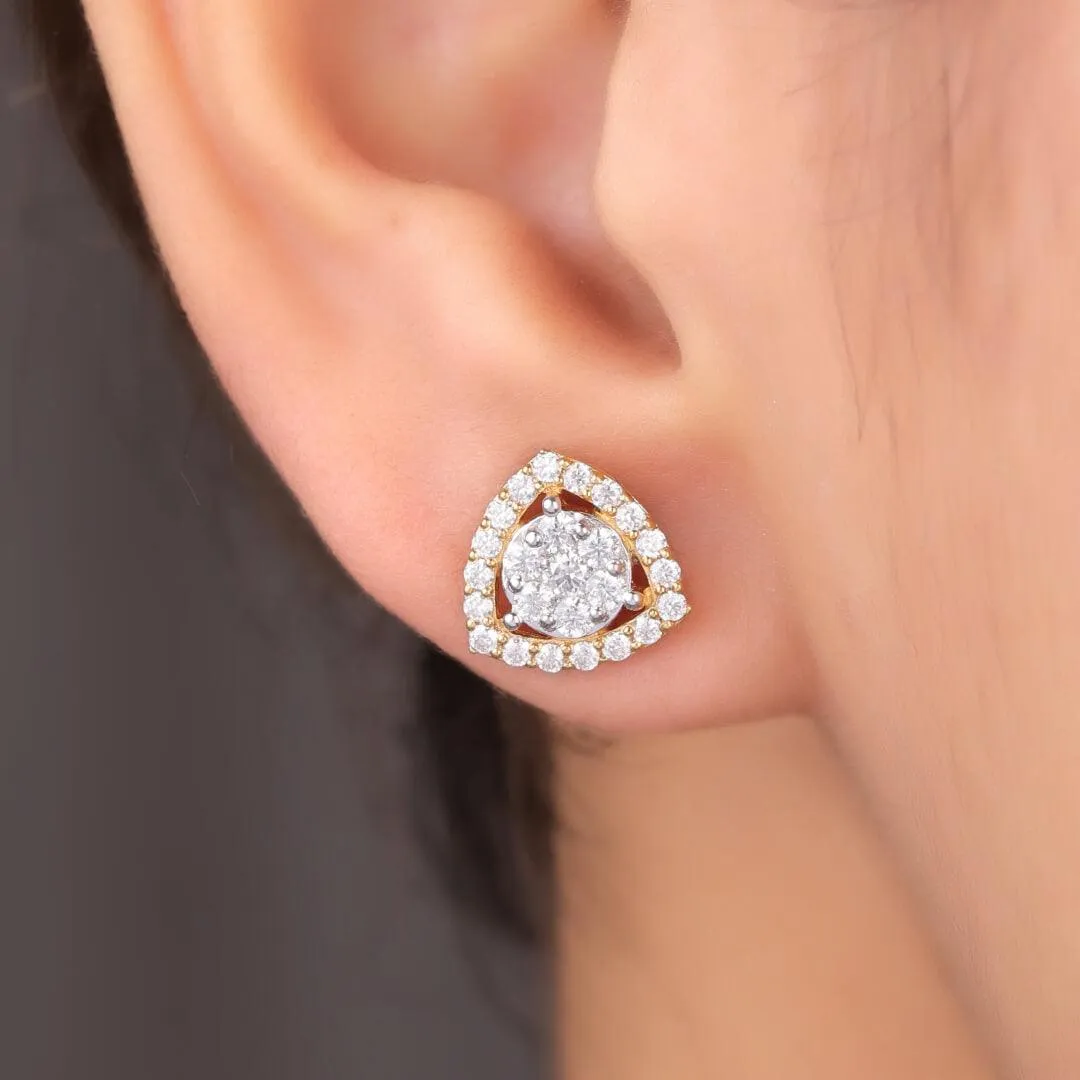 Brylee Triangle Silver Studs | 22KT Gold Vermeil