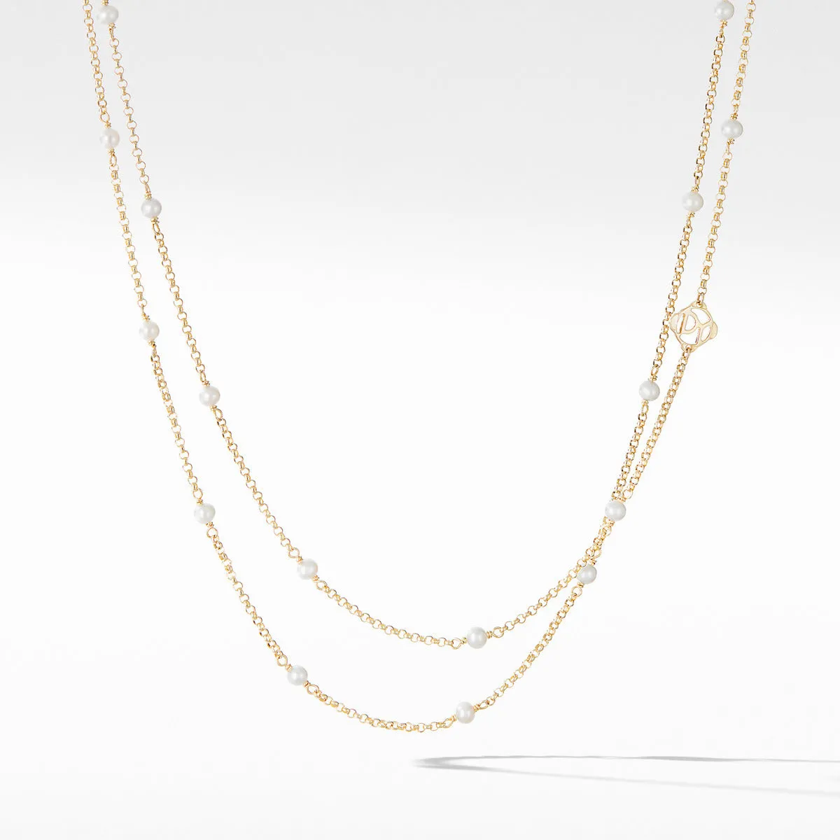 Cable Collectibles Bead and Chain Necklace in 18K Yellow Gold with Pearls
