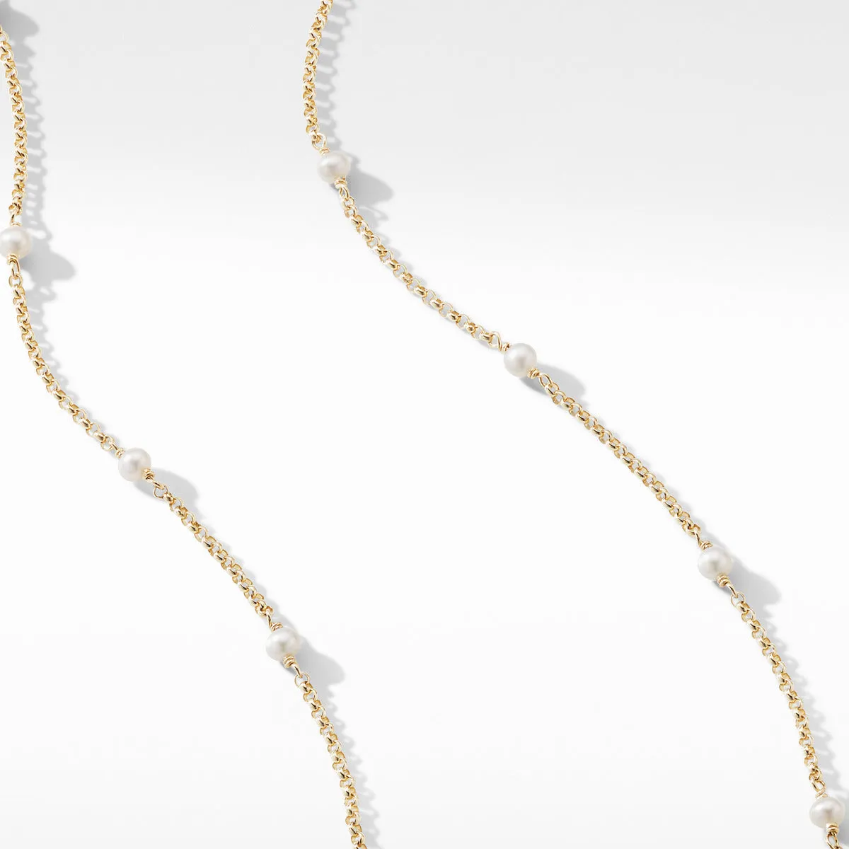 Cable Collectibles Bead and Chain Necklace in 18K Yellow Gold with Pearls