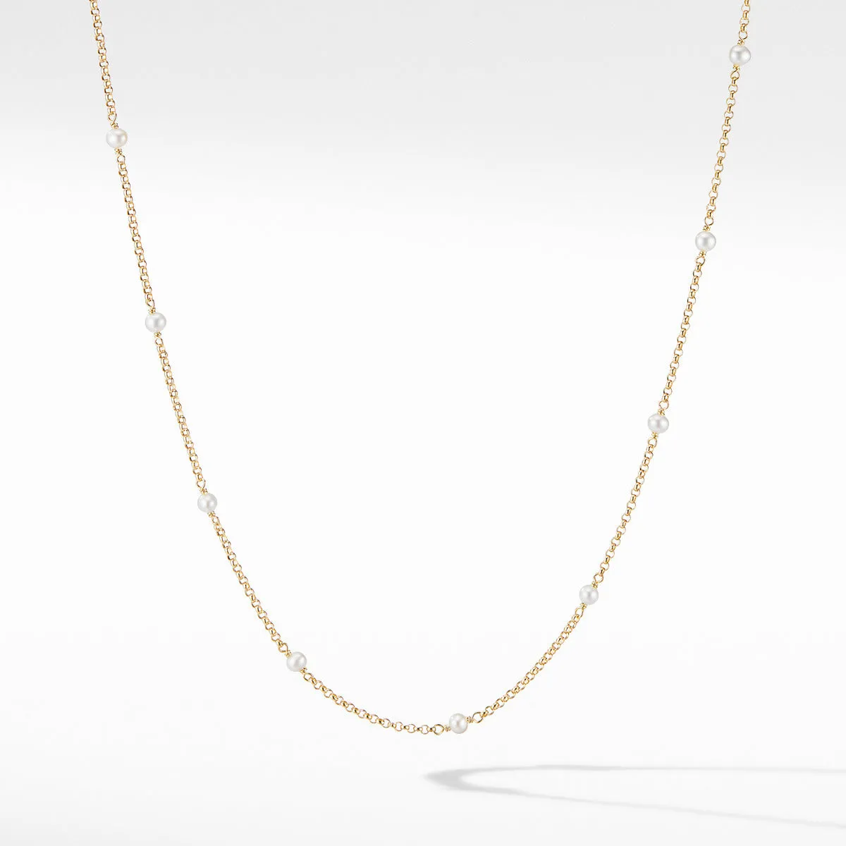 Cable Collectibles Bead and Chain Necklace in 18K Yellow Gold with Pearls