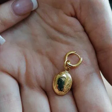 Celestial Locket Single Huggie Earrring - Gold Plated