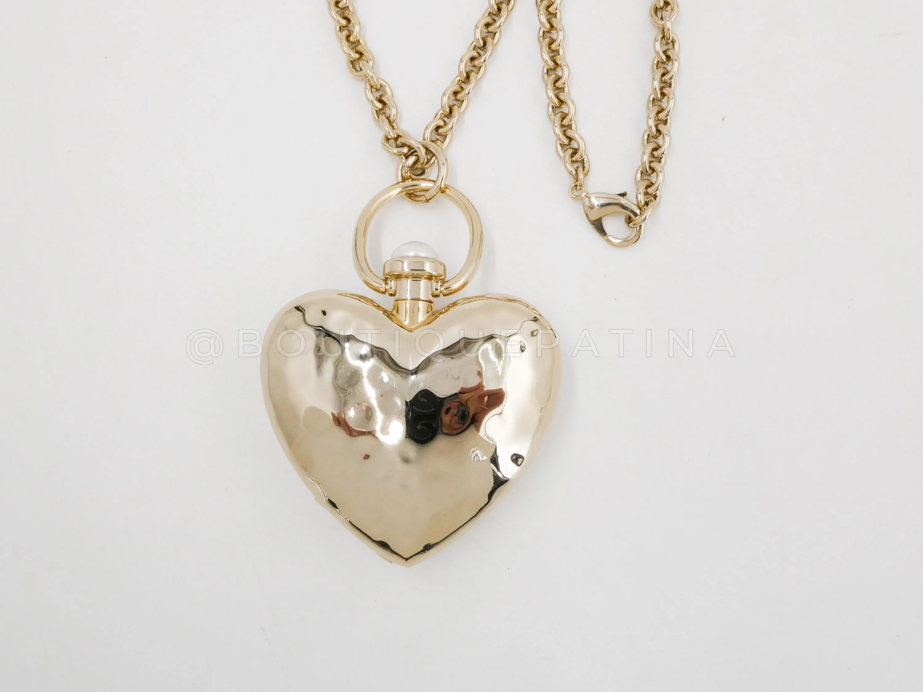 Chanel 22C Giant Heart Locket Pendant Necklace