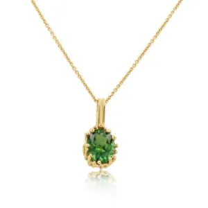 Chrome Tourmaline Claw Basket Pendant Necklace