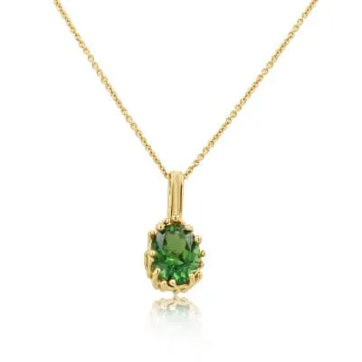 Chrome Tourmaline Claw Basket Pendant Necklace