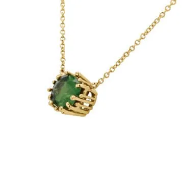 Chrome Tourmaline Claw Basket Pendant Necklace