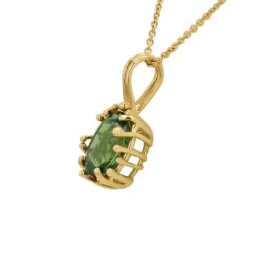 Chrome Tourmaline Claw Basket Pendant Necklace