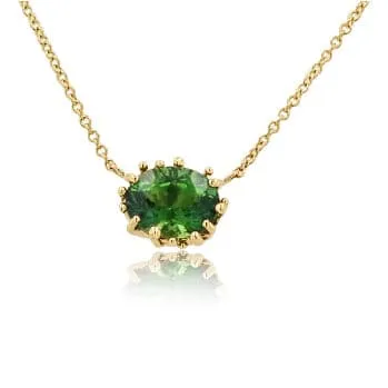 Chrome Tourmaline Claw Basket Pendant Necklace