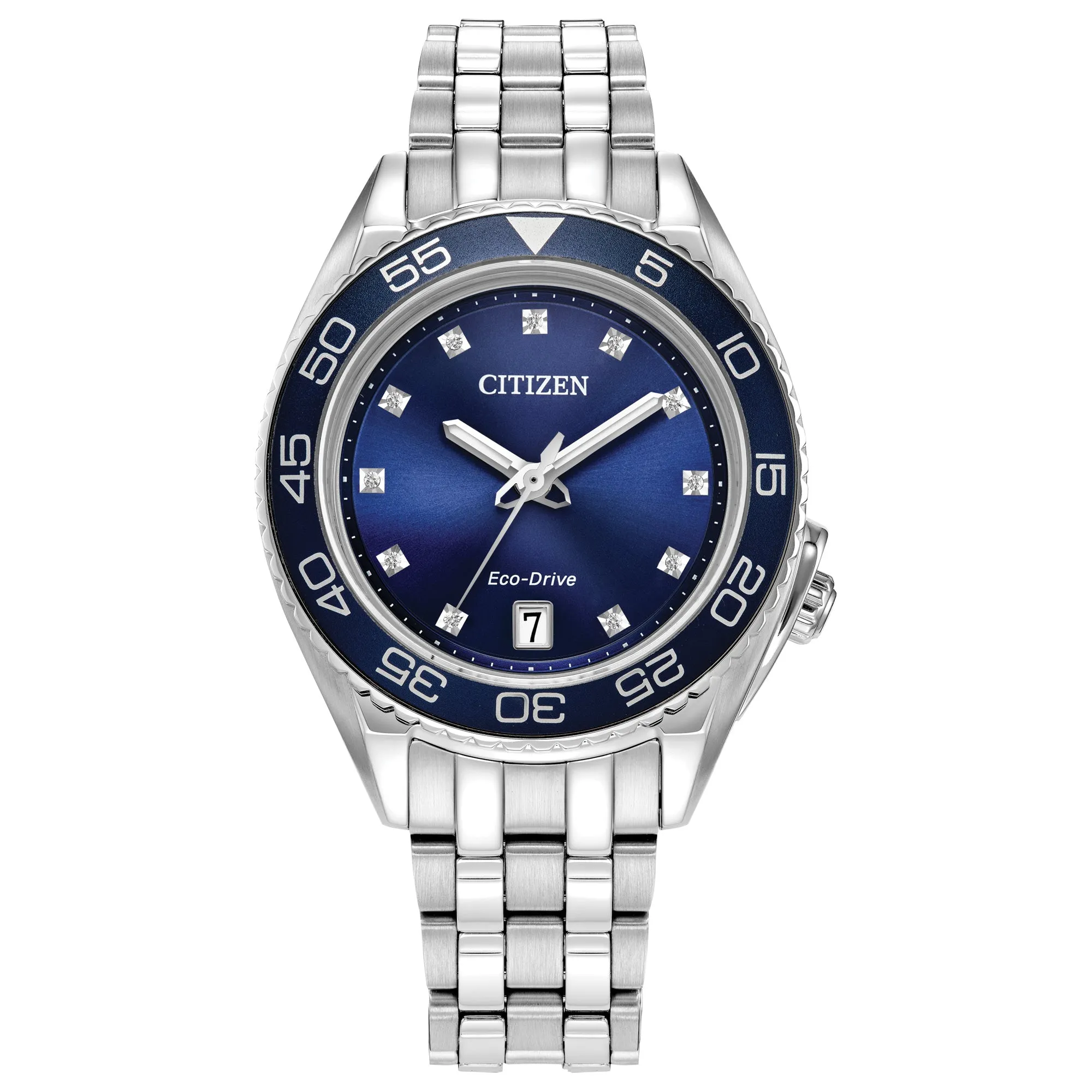 Citizen Eco-Drive Carson Diamond Dial and Stainless Steel Bracelet Watch | 35mm | FE6160-57L