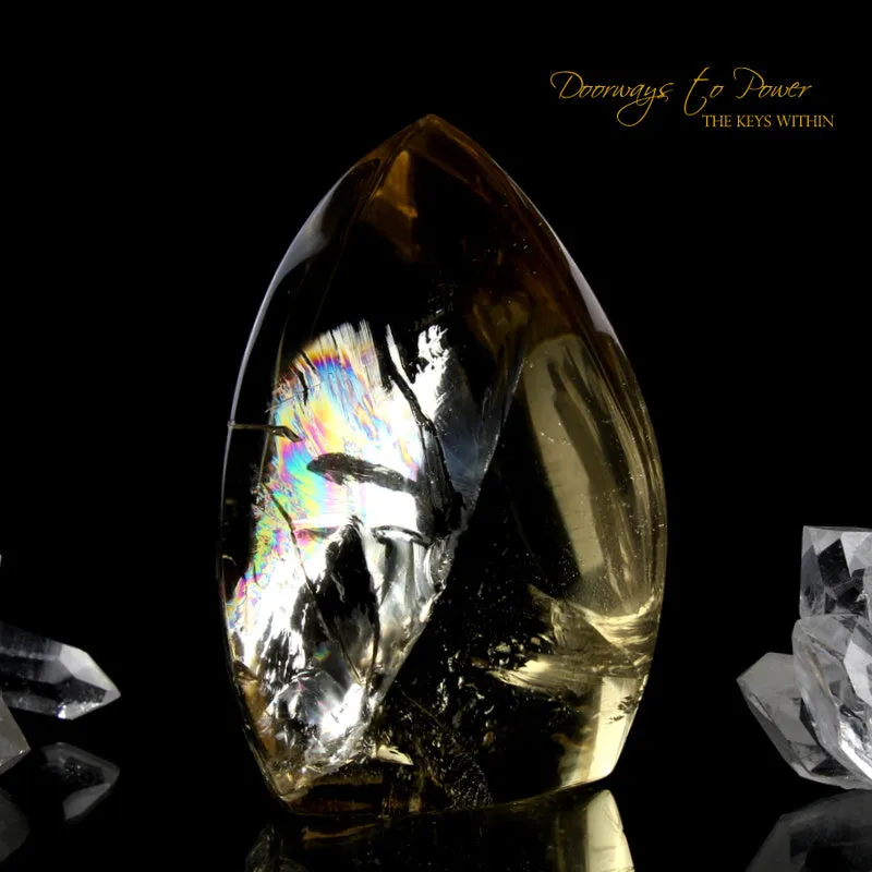 Citrine Crystal Sculpture with Rainbows 'The Oracle'