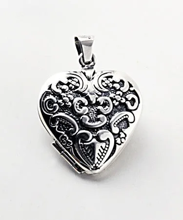 Collection Santa Pacheco ~ Locket "Heart 2 Sided Engraved" .925 Silver