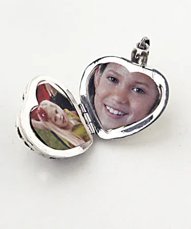 Collection Santa Pacheco ~ Locket "Heart with Openwork Flower" 2 pics .925 Silver