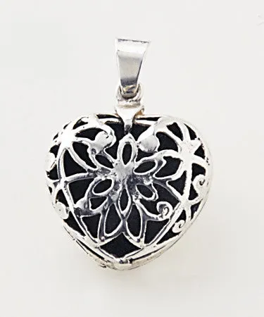 Collection Santa Pacheco ~ Locket "Heart with Openwork Flower" 2 pics .925 Silver