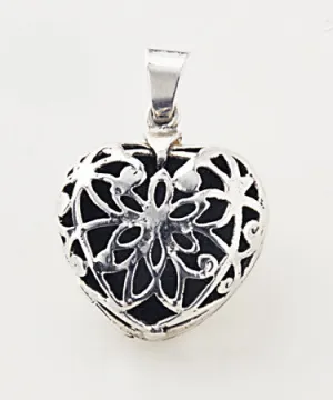 Collection Santa Pacheco ~ Locket "Heart with Openwork Flower" 2 pics .925 Silver