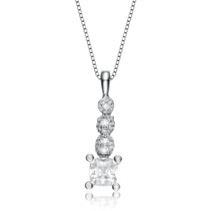 Collette Z Sterling Silver Cubic Zirconia Square Drop Necklace