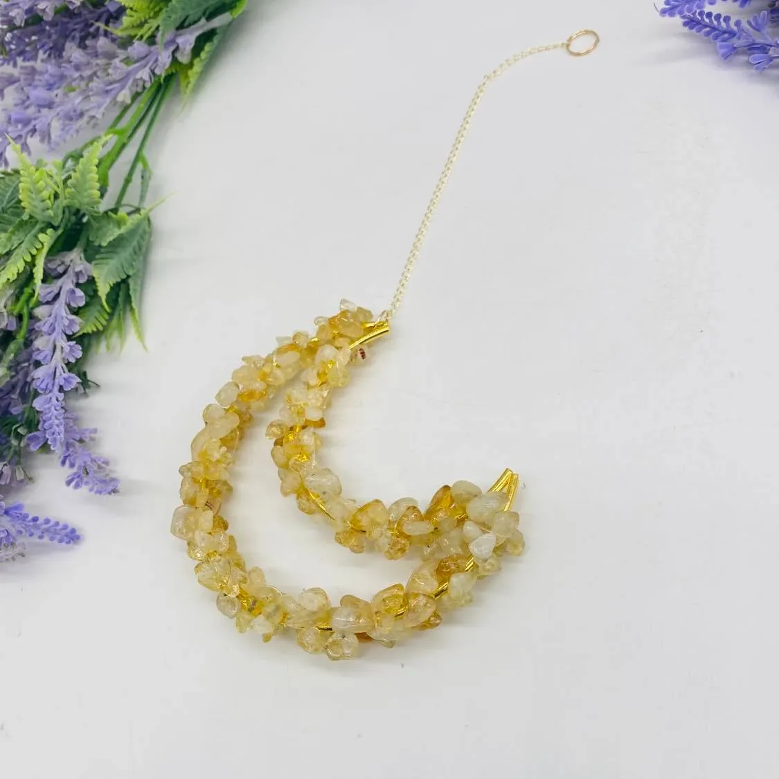 Crystal Hanging, Citrine Wall Hanging, Crescent Moon Hanging, Handmade Decor, Wall Decor,  Gift For Her, Unique Room Decor