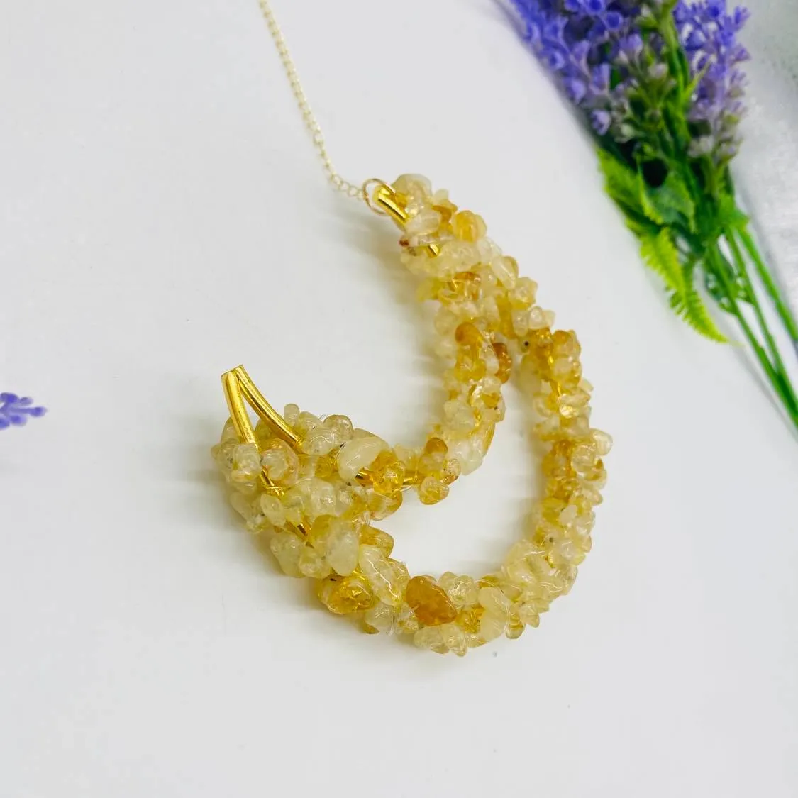 Crystal Hanging, Citrine Wall Hanging, Crescent Moon Hanging, Handmade Decor, Wall Decor,  Gift For Her, Unique Room Decor