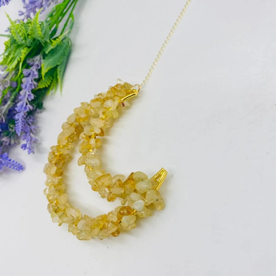 Crystal Hanging, Citrine Wall Hanging, Crescent Moon Hanging, Handmade Decor, Wall Decor,  Gift For Her, Unique Room Decor