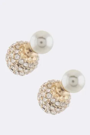 Crystal Pearl Double-Sided Earrings
