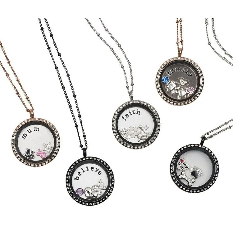 Customized Floating Locket includes 5 FREE Charms and Stamped Plate
