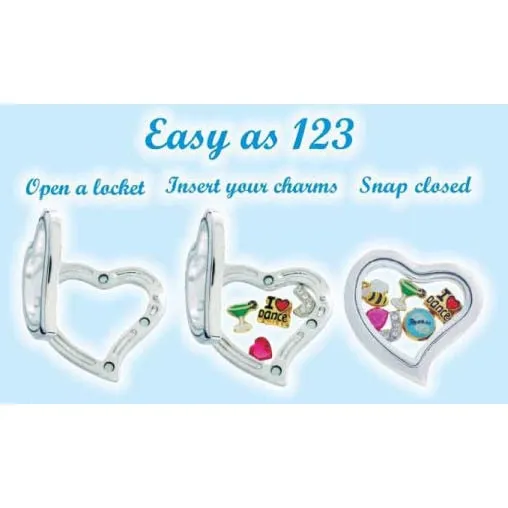 Customized Floating Locket includes 5 FREE Charms and Stamped Plate