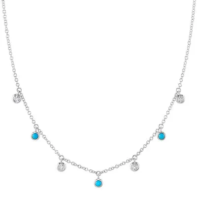 Dainty Turquoise & Diamond Necklace