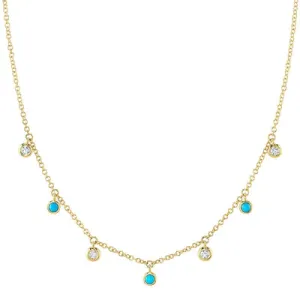 Dainty Turquoise & Diamond Necklace
