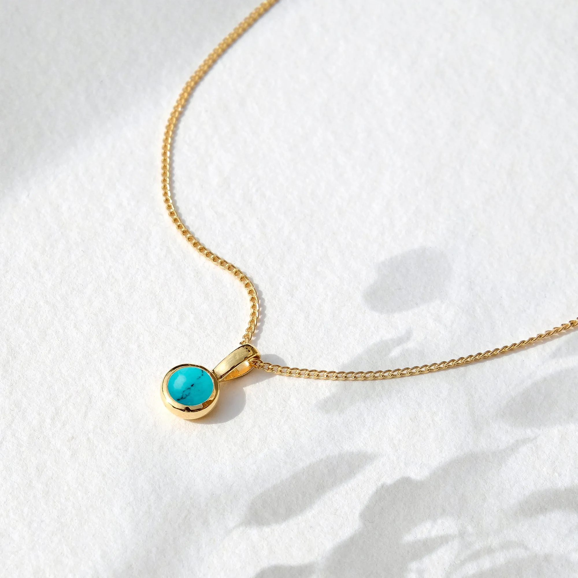 December Birthstone Charm Necklace - Turquoise