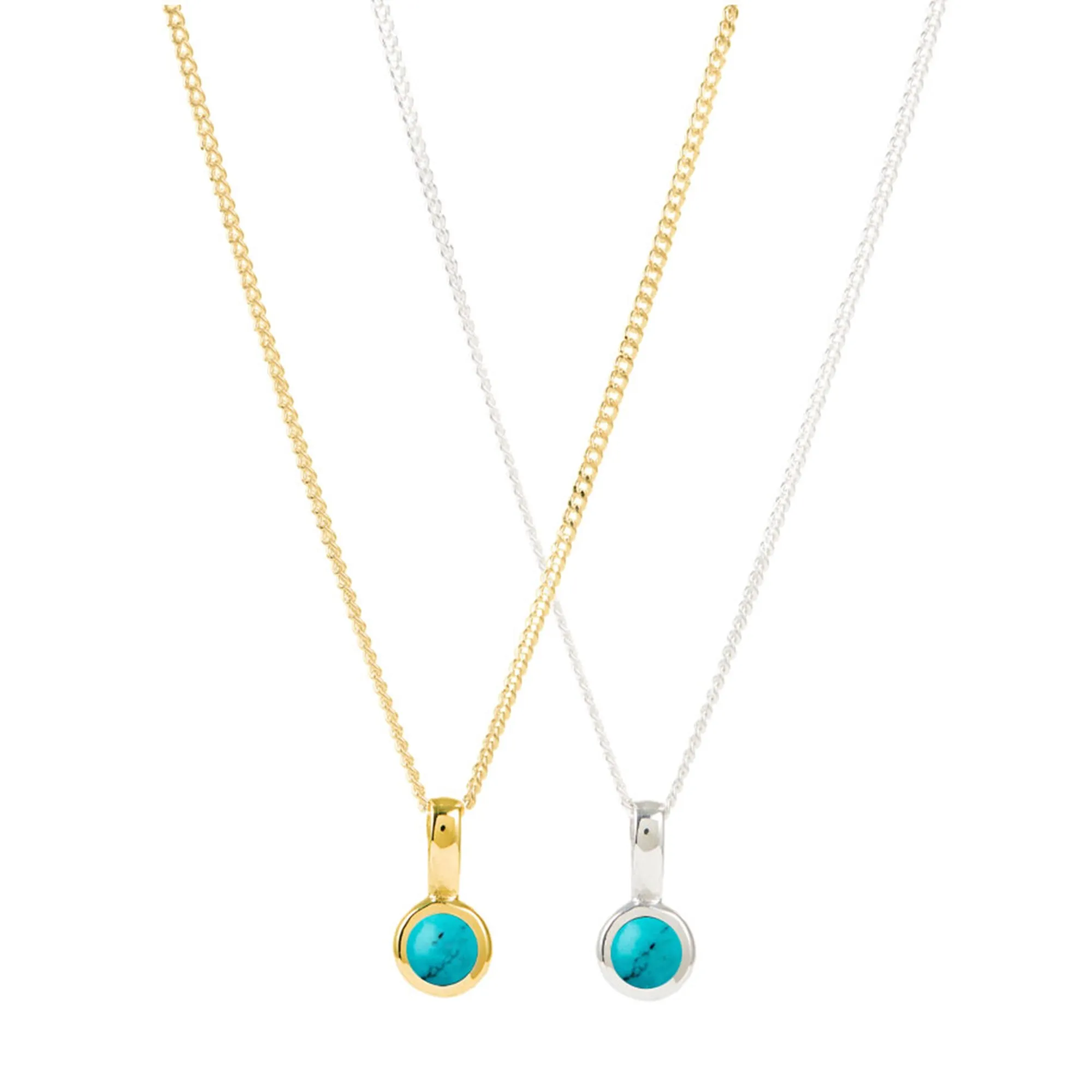 December Birthstone Charm Necklace - Turquoise