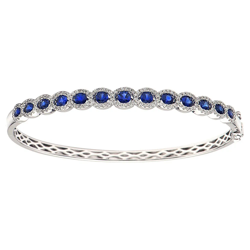 Diamond and sapphire bangle bracelet (SKU B054)