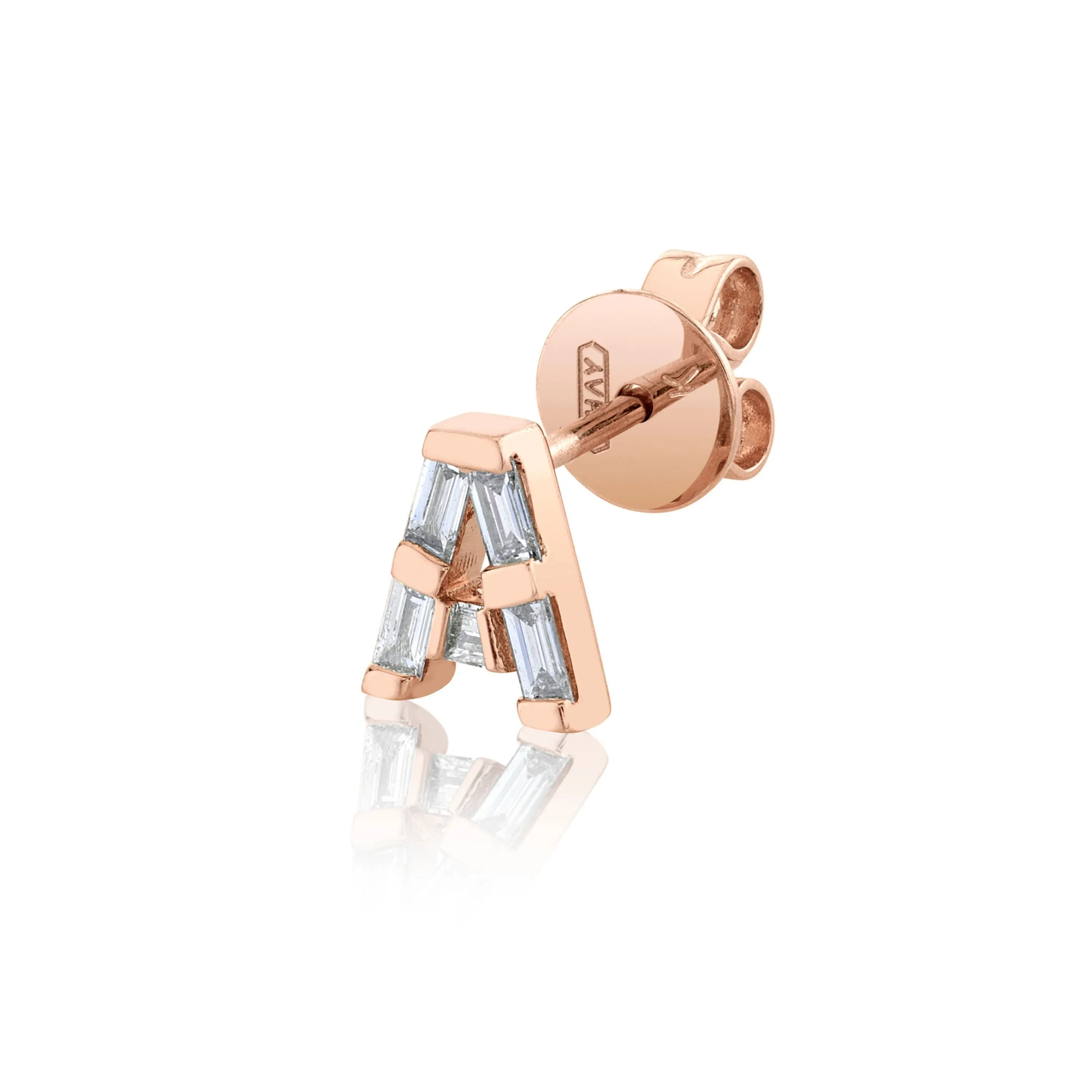 DIAMOND BAGUETTE SINGLE INITIAL STUD