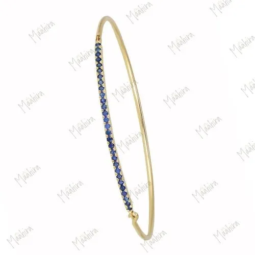 Diamond Bangle With Blue Sapphire