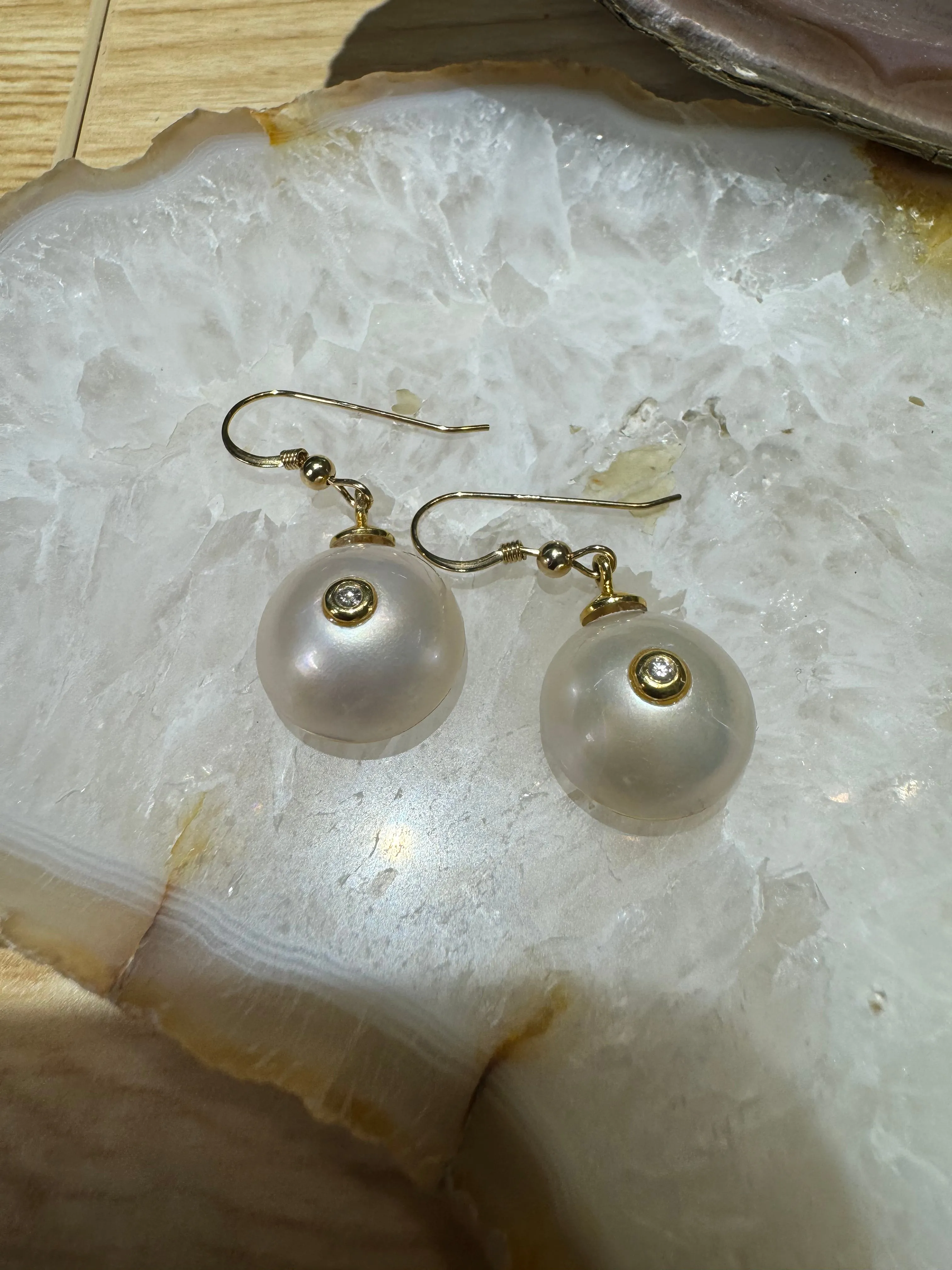 Diamond Pearl Earrings