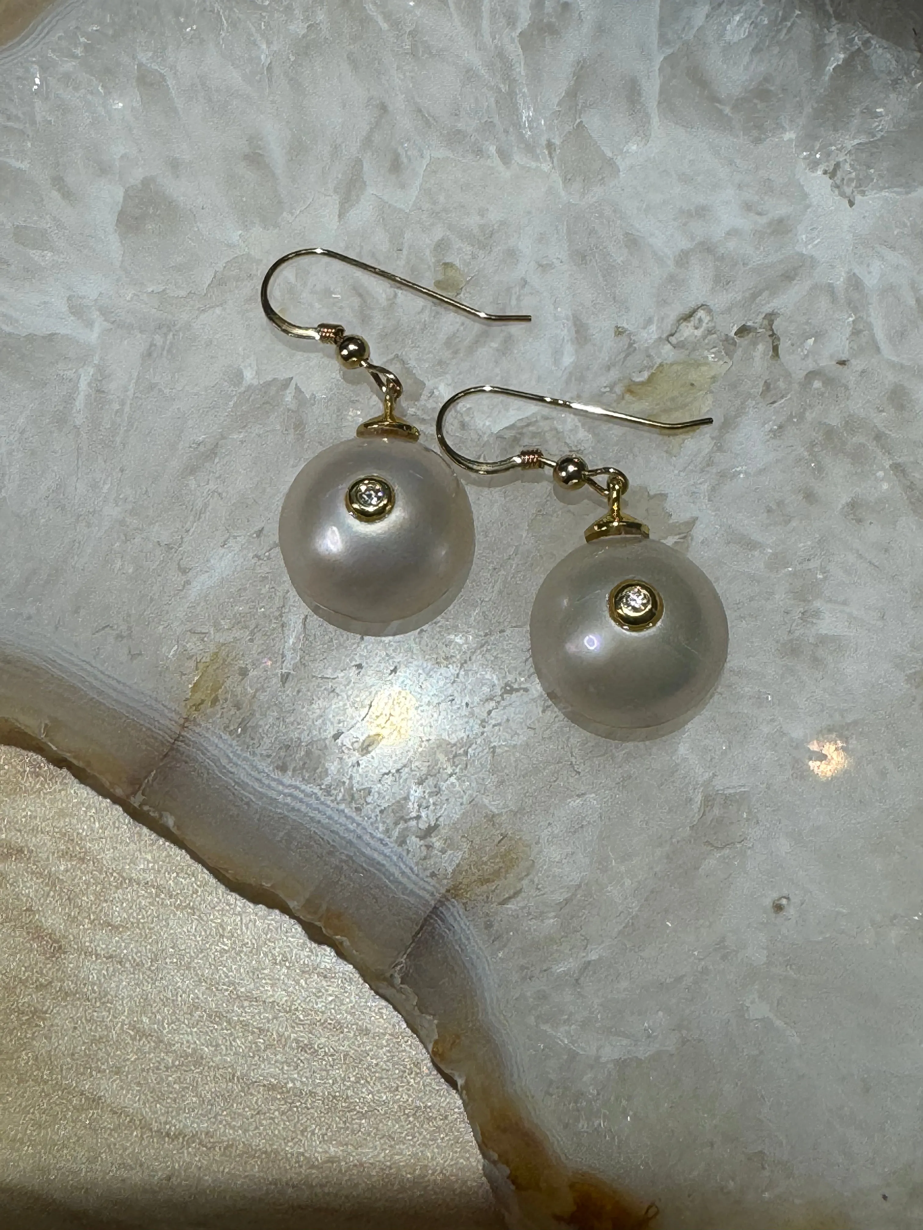 Diamond Pearl Earrings
