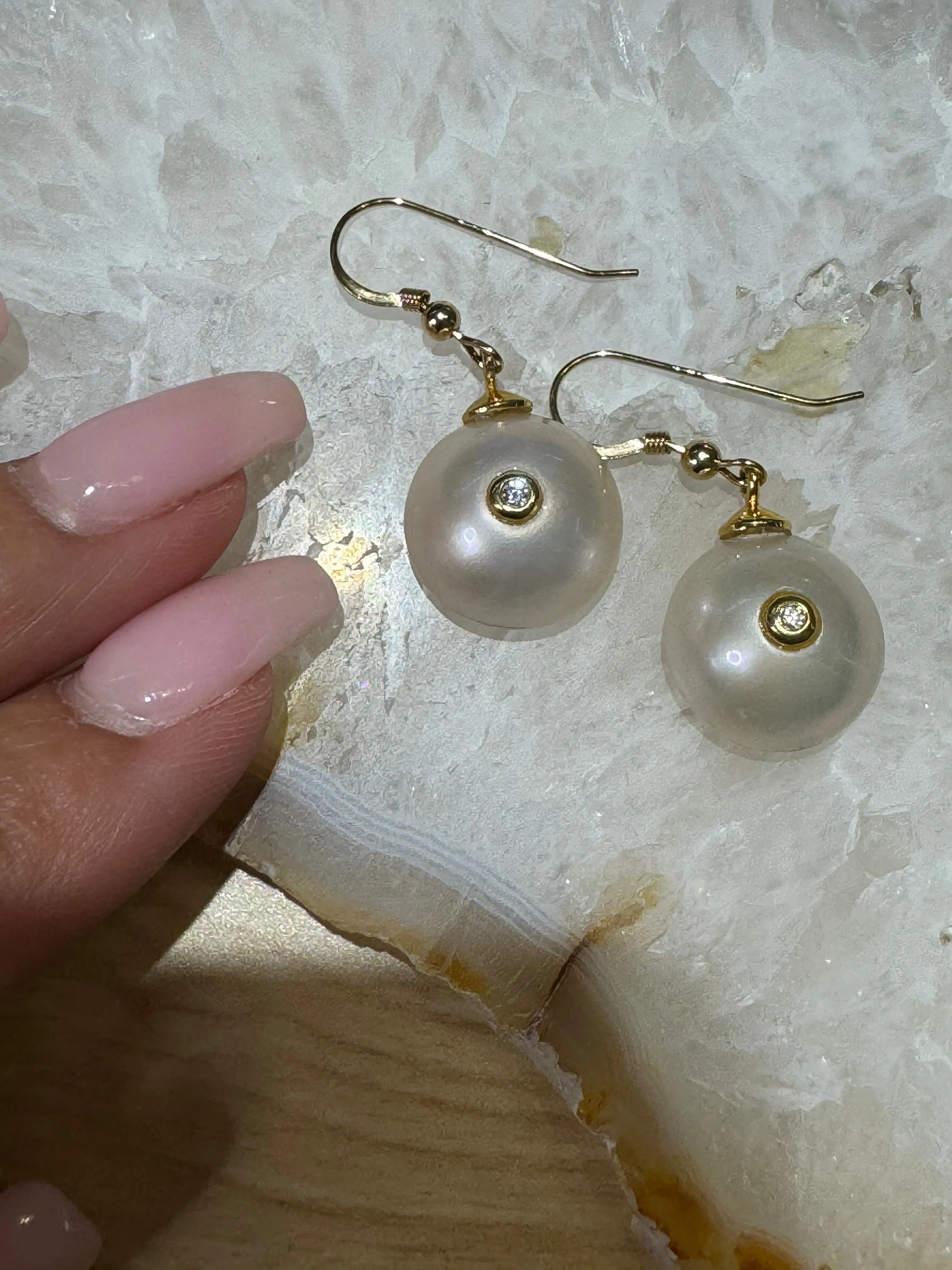 Diamond Pearl Earrings