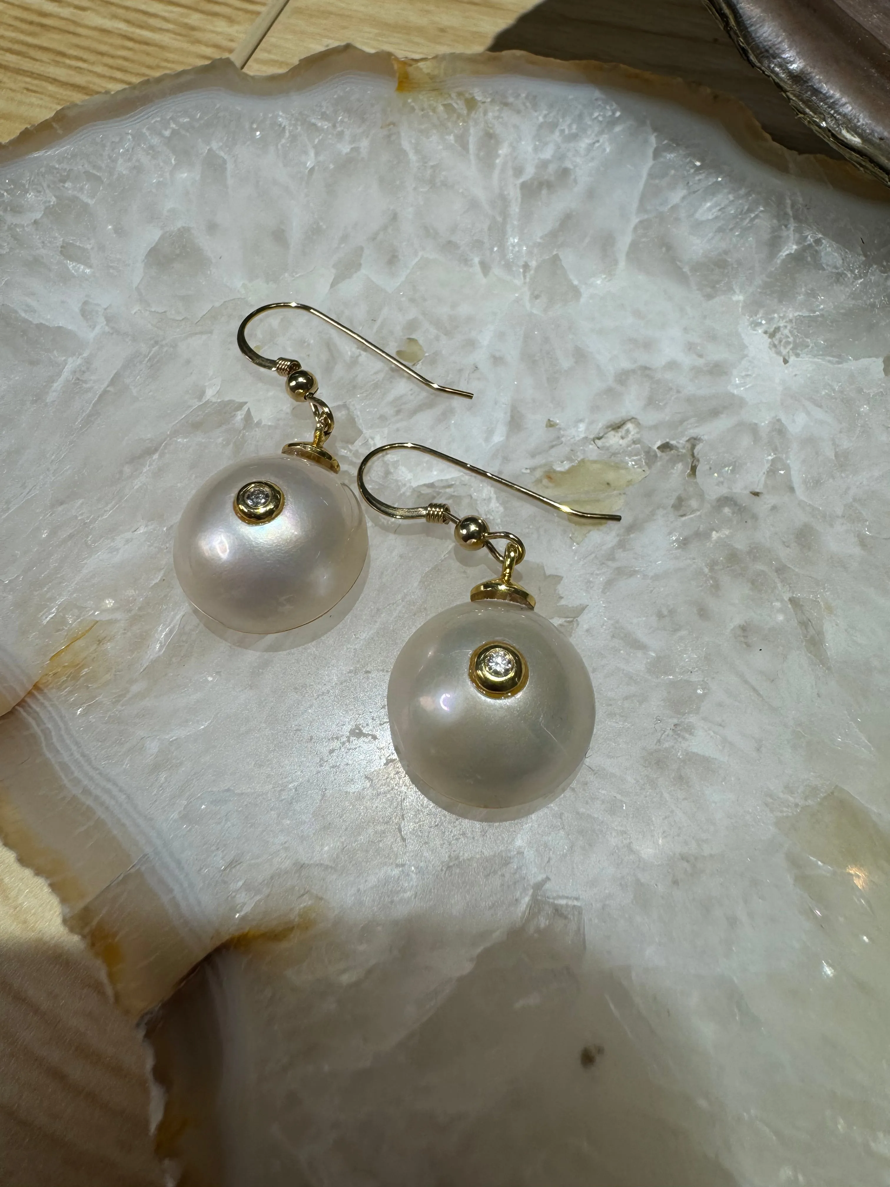 Diamond Pearl Earrings