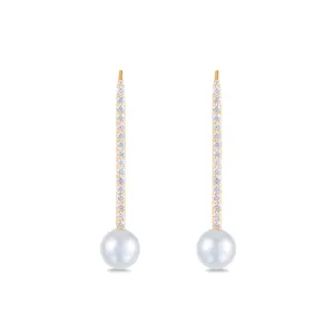Diamond Pearl Stick Earrings