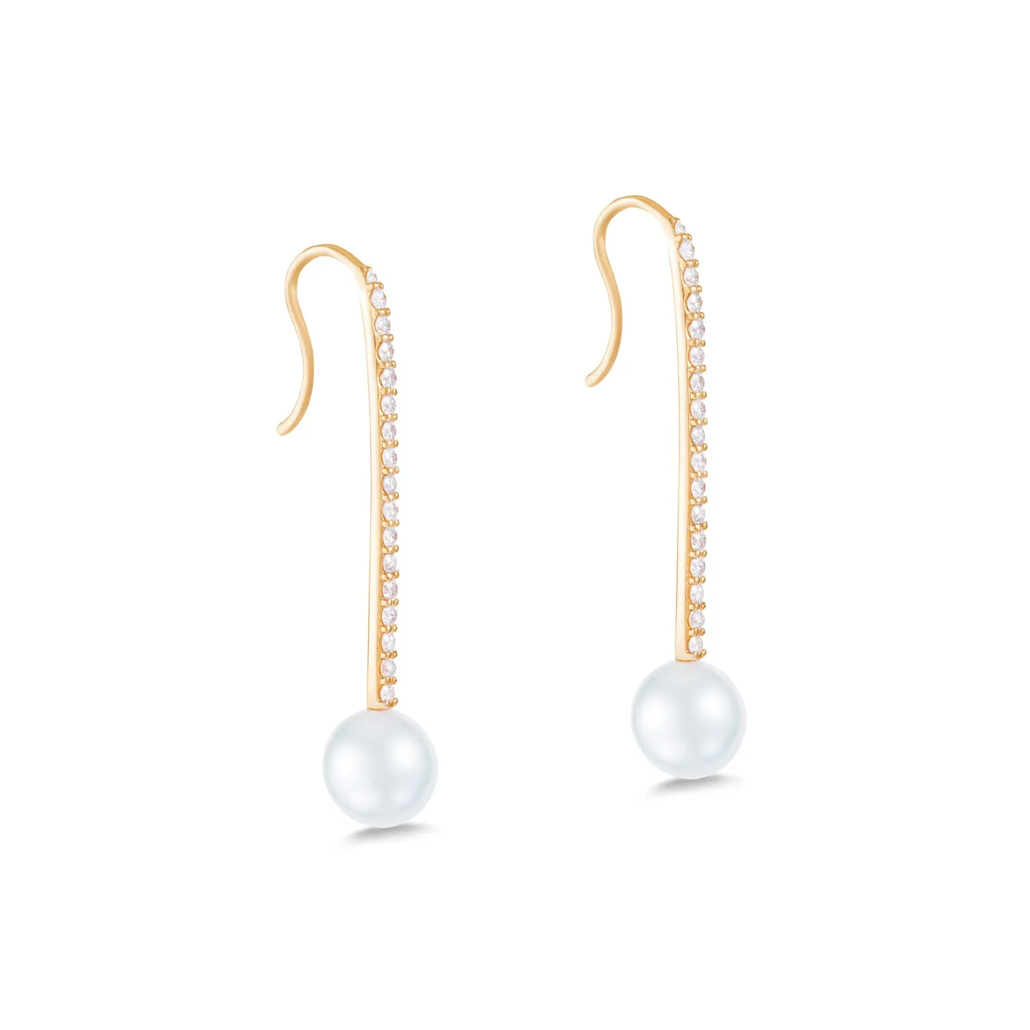 Diamond Pearl Stick Earrings