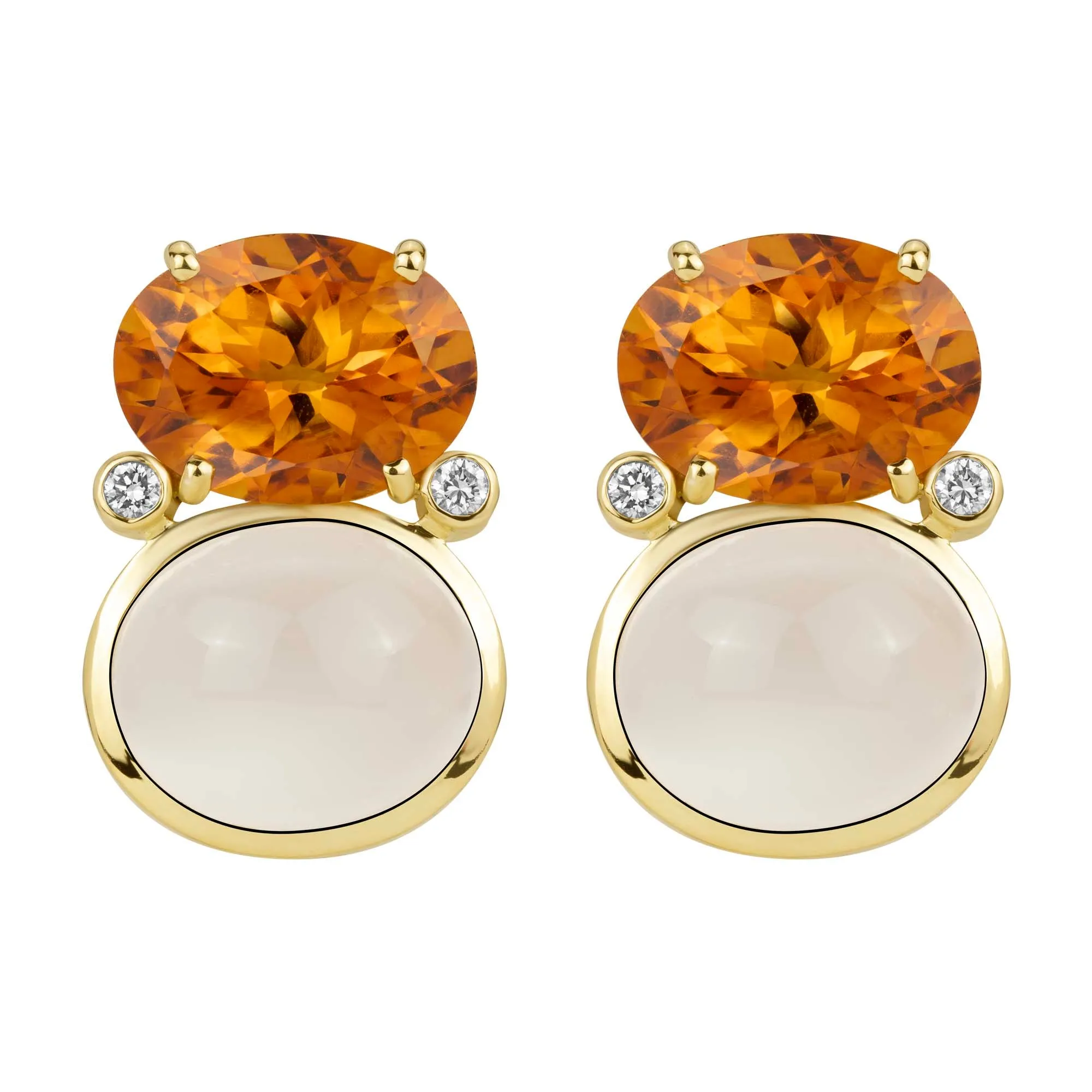 Earrings - Citrine, Moonstone And Diamond (2385E)